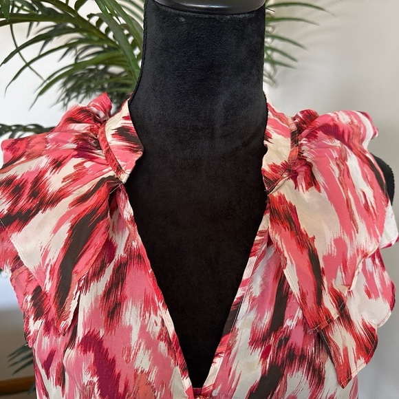 Ann Taylor Loft Sleeveless 100% Silk Blouse pink and white size Medium - Picture 3 of 8